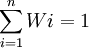 \sum_{i=1}^n Wi=1