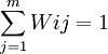 \sum_{j=1}^m Wij=1