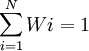 \sum_{i=1}^N Wi=1