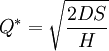 Q^*= \sqrt {\frac{2DS}{H}}