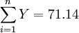 \sum^n_{i=1}Y=71.14