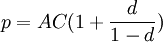 p=AC(1+\frac{d}{1-d})