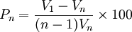P_n=\frac{V_1-V_n}{(n-1)V_n}\times 100