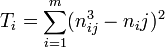 T_i=\sum_{i=1}^m(n_{ij}^3-n_ij)^2