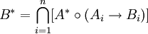 B^*=\bigcap_{i=1}^{n}[A^*\circ(A_i\rightarrow B_i)]