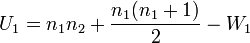 U_1=n_1n_2+frac{n_1(n_1+1)}{2}-W_1