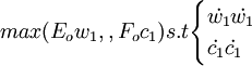 max(E_ow_1,,F_oc_1)s.t\begin{cases}\dot{w_1}\dot{w_1}\\\dot{c_1}\dot{c_1}\end{cases}
