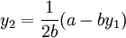 y_2=\frac{1}{2b}(a-by_1)