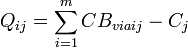 Q_{ij}=sum^m_{i=1}CB_{viaij}-C_j