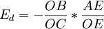 E_d=-frac{OB}{OC}*frac{AE}{OE}