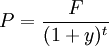 P=\frac{F}{(1+y)^t}