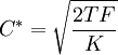 C^*=sqrt{frac{2TF}{K}}