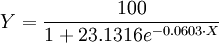 Y=\frac{100}{1+23.1316e^{-0.0603\cdot X}}