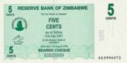 津巴布韦元2006年版5 Cents面值——正面