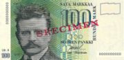 芬兰货币100马克——正面