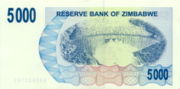津巴布韦元2007年版5000Dollars面值——反面