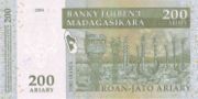 马达加斯加法郎2004年版面值200 Ariary/1000 Francs——反面
