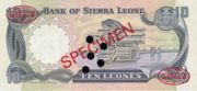 塞拉利昂利昂1984年版面值10 Leones——反面