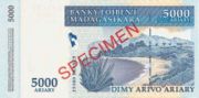 马达加斯加法郎2003年版面值5000 Ariary/25,000 Francs——反面