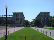 "College Walk" provides a public path between Broadway and Amsterdam Avenue, cutting through the main campus quad.
