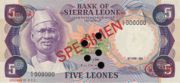 塞拉利昂利昂1984年版面值5 Leones——正面