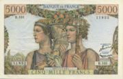 法国法郎1952年版5000法郎——正面