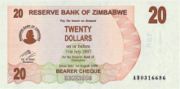 津巴布韦元2006年版20 Dollars面值——正面