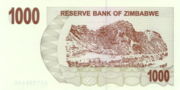 津巴布韦元2006年版1000Dollars面值——反面
