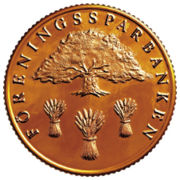 The Swedbank logo (1997-2006). FöreningsSparbanken was created in 1997 through a merger between Sparbanken and Föreningsbanken. The unusual corporate name and logo were compromises of the merger of two different corporate cultures