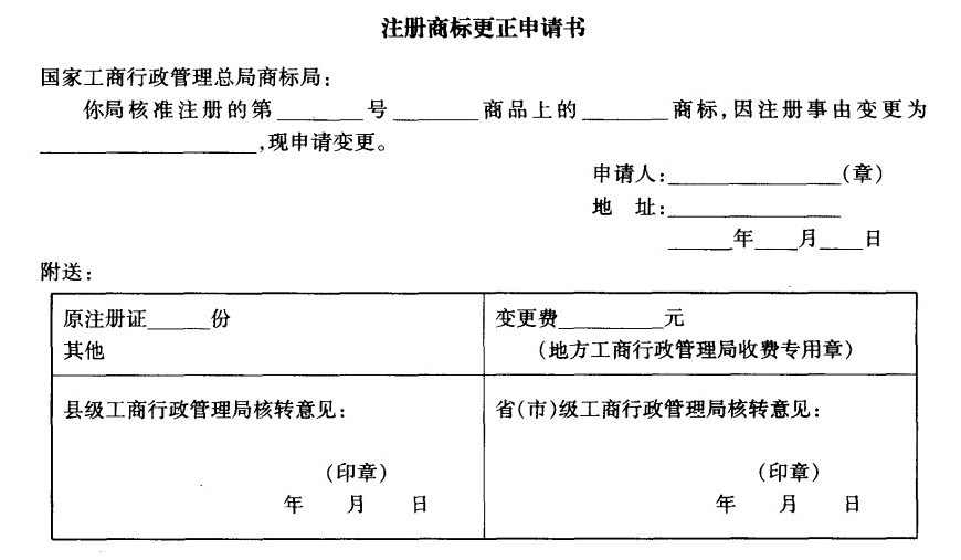 商标变更申请