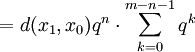 = d(x_1, x_0)q^n \cdot \sum_{k=0}^{m-n-1} q^k