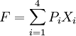 F=\sum_{i=1}^4P_iX_i