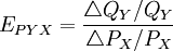 E_{PYX}=\frac{\triangle Q_Y/Q_Y}{\triangle P_X/P_X}