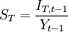 S_T=\frac{I_{T,t-1}}{Y_{t-1}}