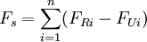 F_s=\sum_{i=1}^n(F_{Ri}-F_{Ui})