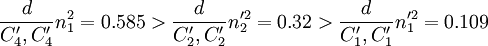 \frac d{C^\prime_4,C^\prime_4}{n^2_1}=0.585>\frac d{C^\prime_2,C^\prime_2}{n^{\prime2}_2}=0.32>\frac d{C^\prime_1,C^\prime_1}{n^{\prime2}_1}=0.109