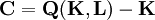 \mathbf{C=Q(K,L)-K}