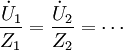 \frac{\dot{U}_1}{Z_1}=\frac{\dot{U}_2}{Z_2}=\cdots