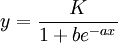 y=\frac{K}{1+be^{-ax}}