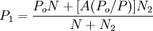 P_1=\frac{P_oN+[A(P_o/P)]N_2}{N+N_2}