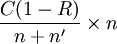 \frac{C(1-R)}{n +n'} \times n
