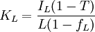 K_L=\frac{I_L(1-T)}{L(1-f_L)}