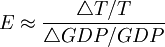 E\approx\frac{\triangle T/T}{\triangle GDP/GDP}