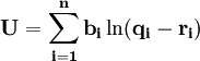 \mathbf{U=\sum_{i=1}^n b_i\ln(q_i-r_i)}