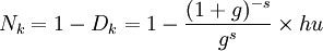 N_k=1-D_k=1-\frac{(1+g)^{-s}}{g^s}\times hu
