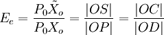 E_e=\frac{P_0\tilde{X}_o}{P_0X_o}=\frac{|OS|}{|OP|}=\frac{|OC|}{|OD|}
