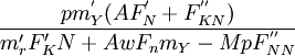 \frac{pm^'_Y(AF^'_N+F^{''}_{KN})}{m'_rF'_KN+AwF_nm_Y-MpF^{''}_{NN}}