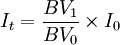 I_t=\frac{BV_1}{BV_0}\times I_0