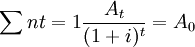 \sum{n}{t=1}\frac{A_t}{(1+i)^t}=A_0