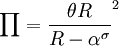 \prod=\frac{\theta R}{R-\alpha^\sigma}^2